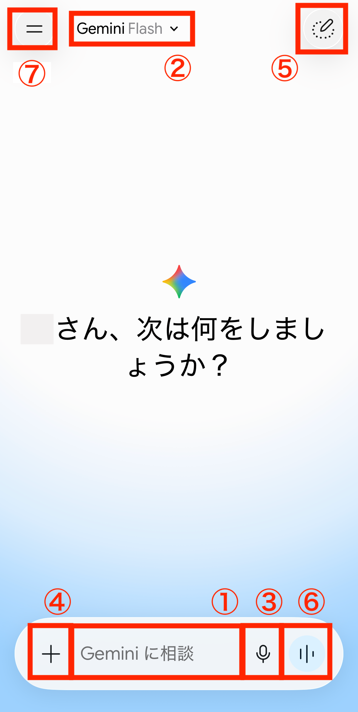 Geminiのトップ画面