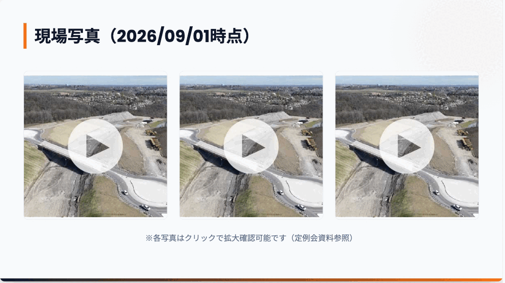 現場写真を貼るスペースが用意されたスライド
